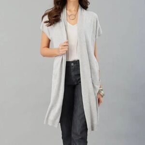 LOLA & SOPHIE Cashmere Drop Shoulder Sweater Vest Grey Women’s Small 5564